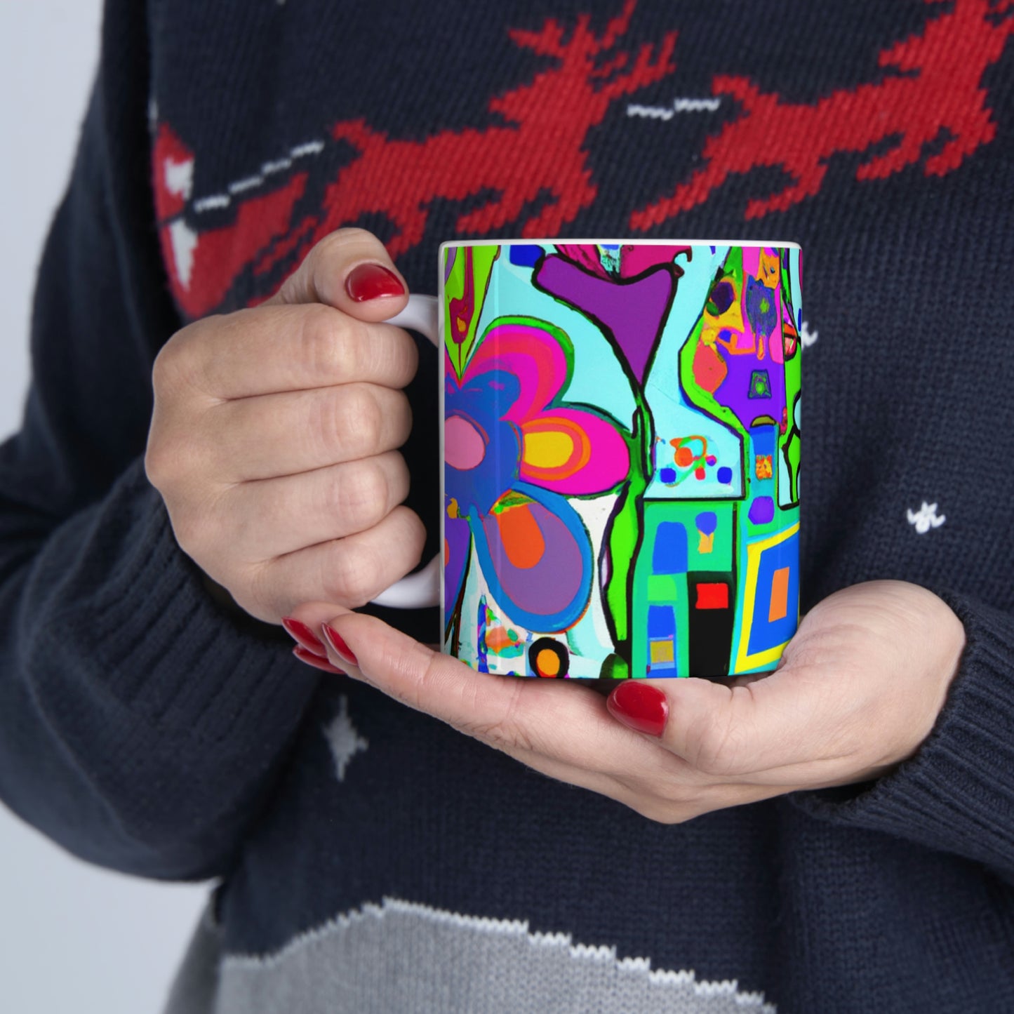 "A Mystical Garden of Rainbow Petals" - The Alien Ceramic Mug 11 oz