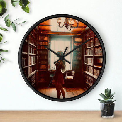 "The Enchanted Library Maze" - The Alien Wall Clock