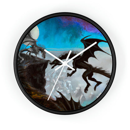 "Clash of Fire and Steel on the Moonlit Cliff" - The Alien Wall Clock