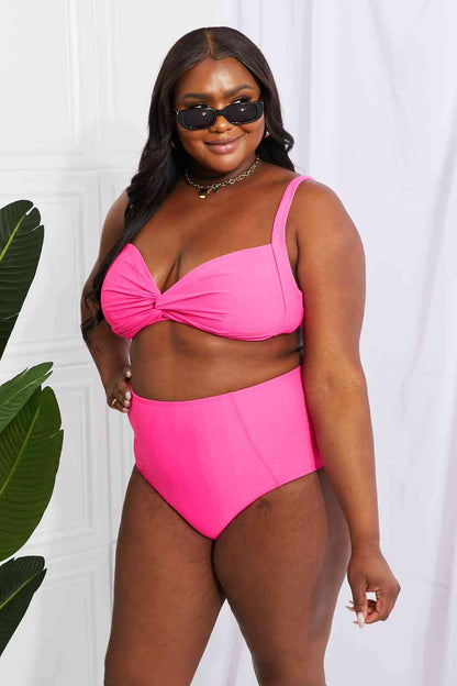 Bikini rosa de talle alto Take A Dip Twist de Marina West Swim