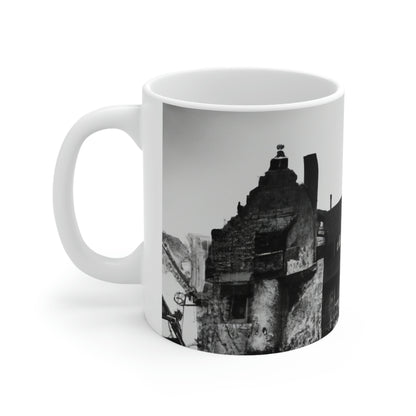 "Castillo de secretos desconcertantes: una aventura embrujada" - Taza de cerámica The Alien 11 oz