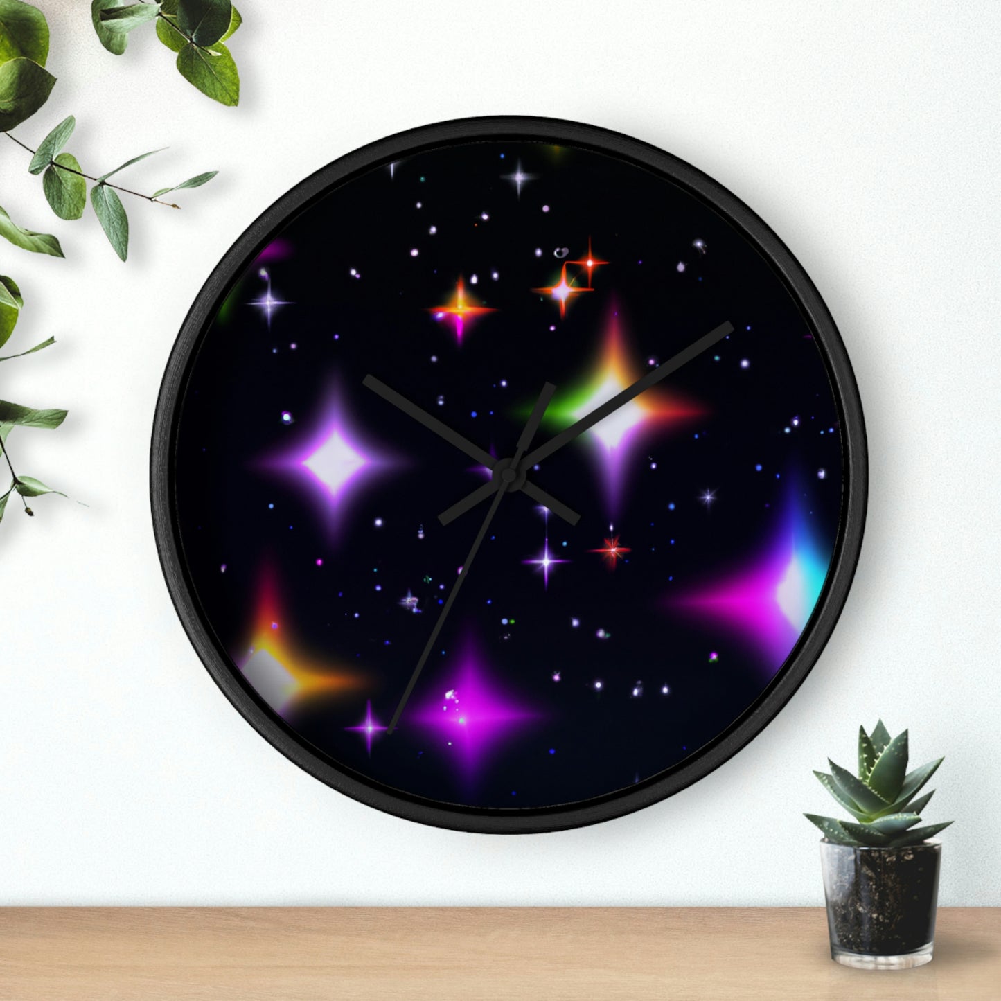 "Nighttime Galaxy of Colors" - The Alien Wall Clock