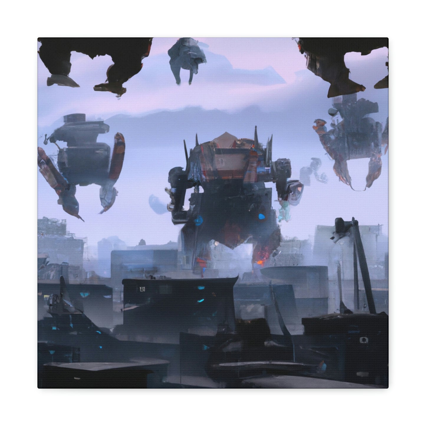 "Mech Mayhem: The Giant Robot City Showdown" - The Alien Canva