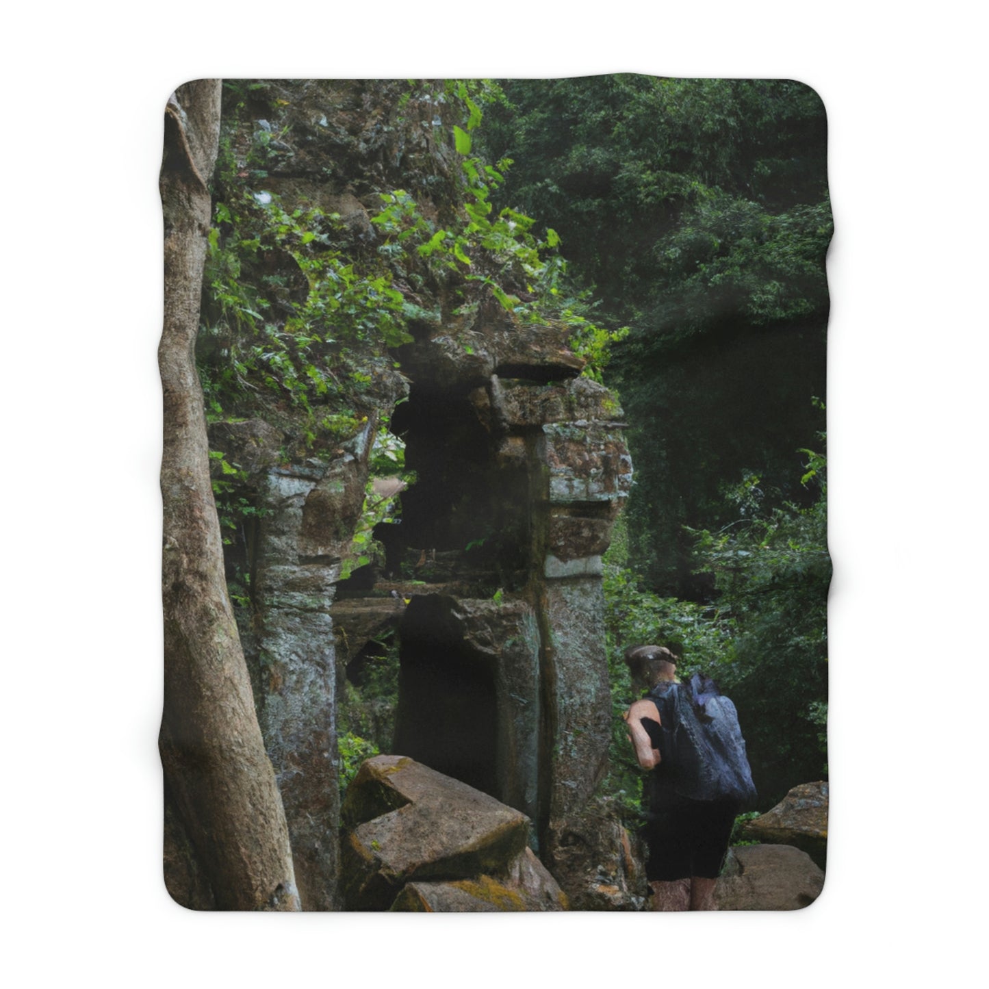 Exploring the Forgotten Temple in the Jungle - The Alien Sherpa Fleece Blanket