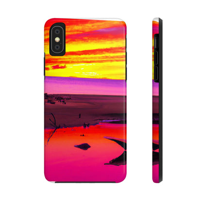 "Vergessener Trost: Die Pracht eines lebendigen Sonnenuntergangs an einem verlassenen Strand" - Die Alien Tough Phone Cases