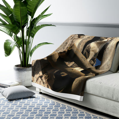 "Kitty in the Ruins" - The Alien Sherpa Fleece Blanket