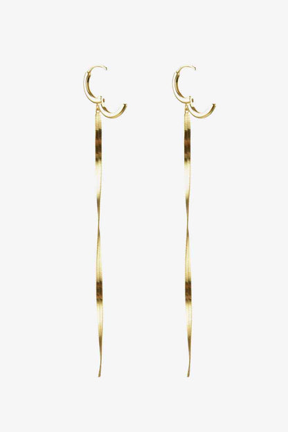 925 Sterling Silver Long Snake Chain Earrings