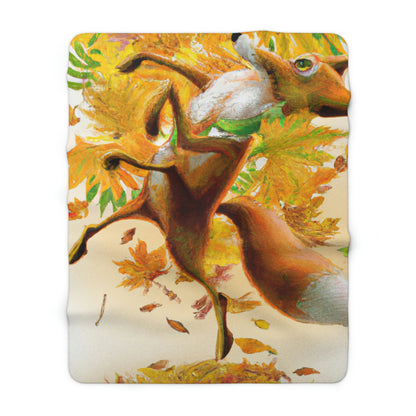 "Autumnal Adventure: A Fox's Mischief" - The Alien Sherpa Fleece Blanket