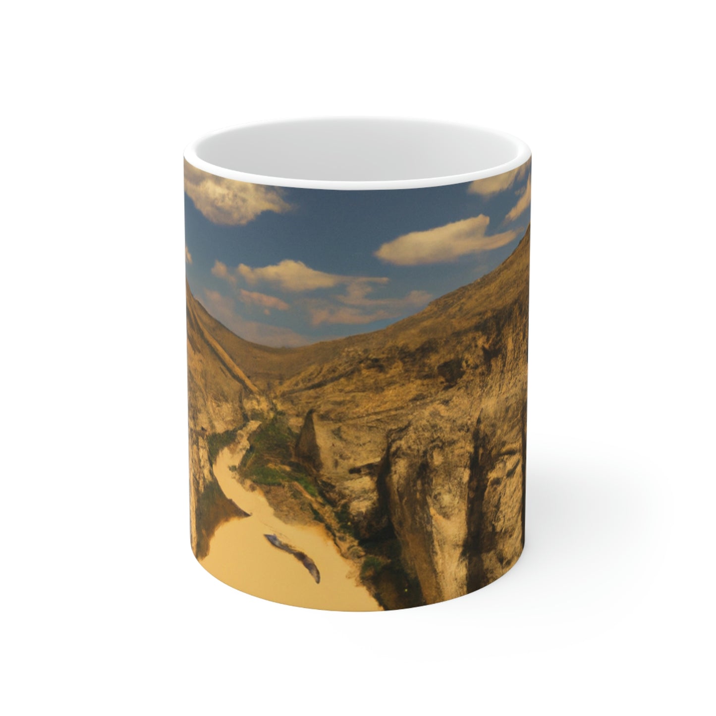 "Feline Flight Over the Grand Gulch" - The Alien Ceramic Mug 11 oz