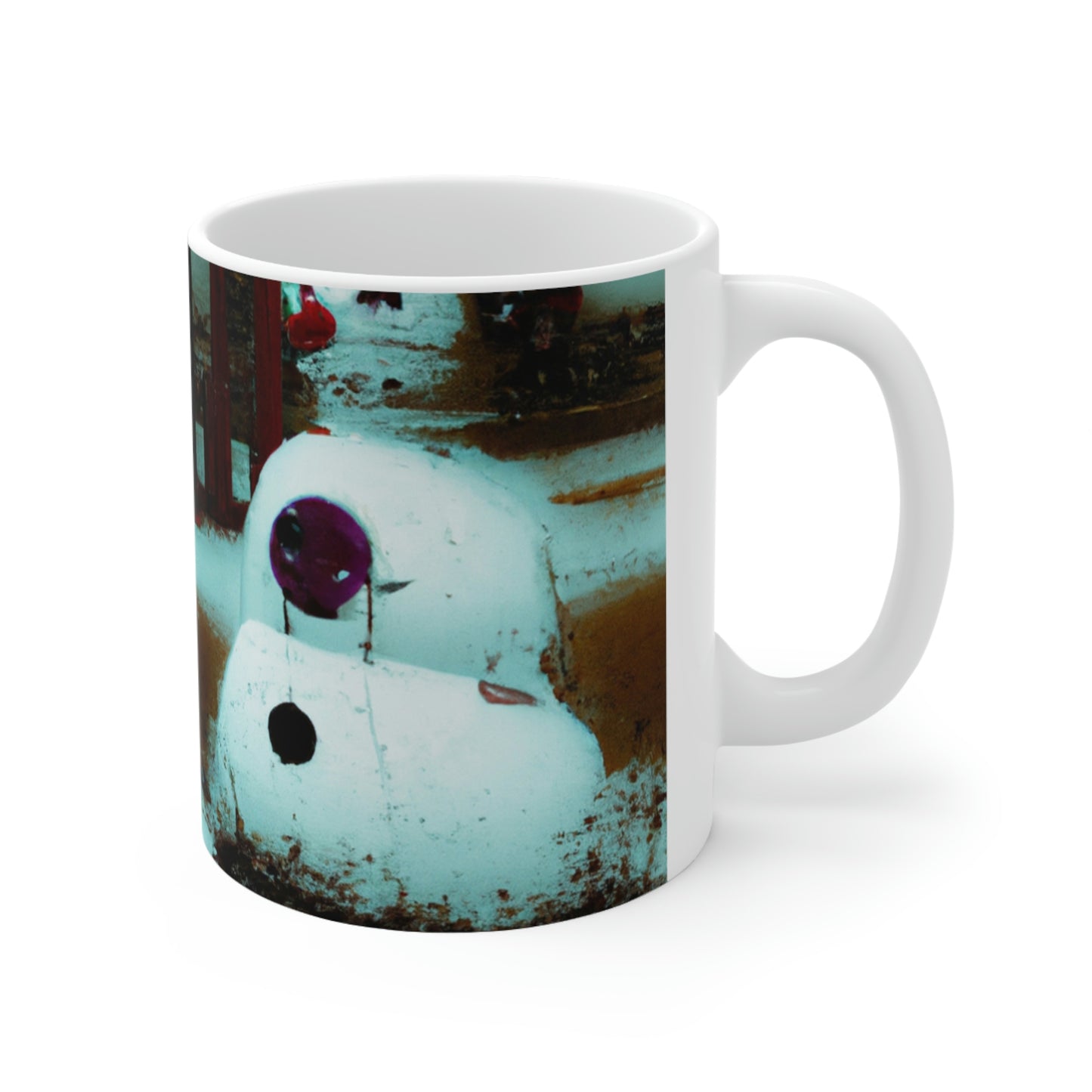 "Muñeco de nieve melancólico en un patio de recreo silencioso" - Taza de cerámica The Alien 11 oz