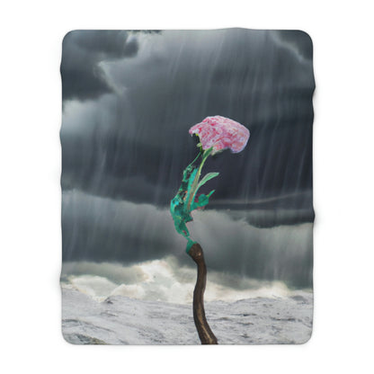 "Aight Against the Storm: The Story of a Lonely Flower" - The Alien Sherpa Fleece Blanket