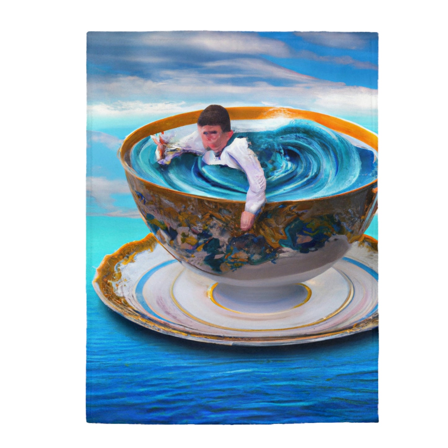 "Adrift in a China Cup: The Story of a Lost Child's Oceanic Adventure" - Manta de felpa The Alien Velveteen