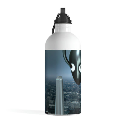 "Ein ferner Funke: Die Suche eines Außerirdischen nach einem Zufluchtsort in der Stadt." - Die Alien-Edelstahl-Wasserflasche