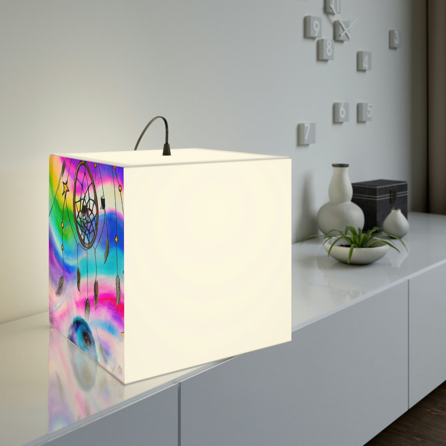 "A Galaxy of Dreams: A Colorful Dreamcatcher Captures Falling Stardust" - The Alien Light Cube Lamp