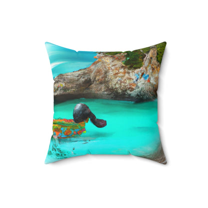 "Caribbean Fiesta on the Beach - A Digital Exploration of Mexican Culture" - The Alien Square Pillow