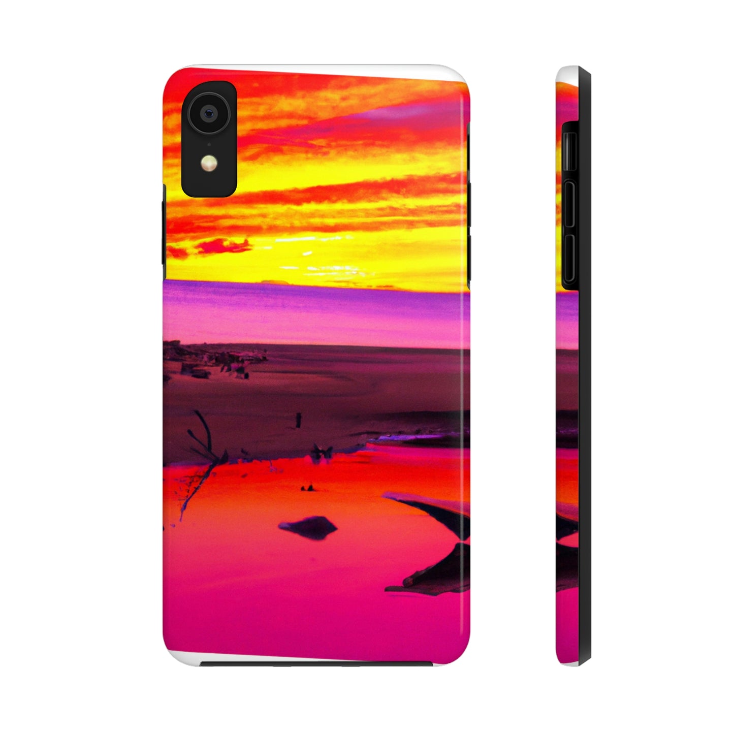 "Vergessener Trost: Die Pracht eines lebendigen Sonnenuntergangs an einem verlassenen Strand" - Die Alien Tough Phone Cases