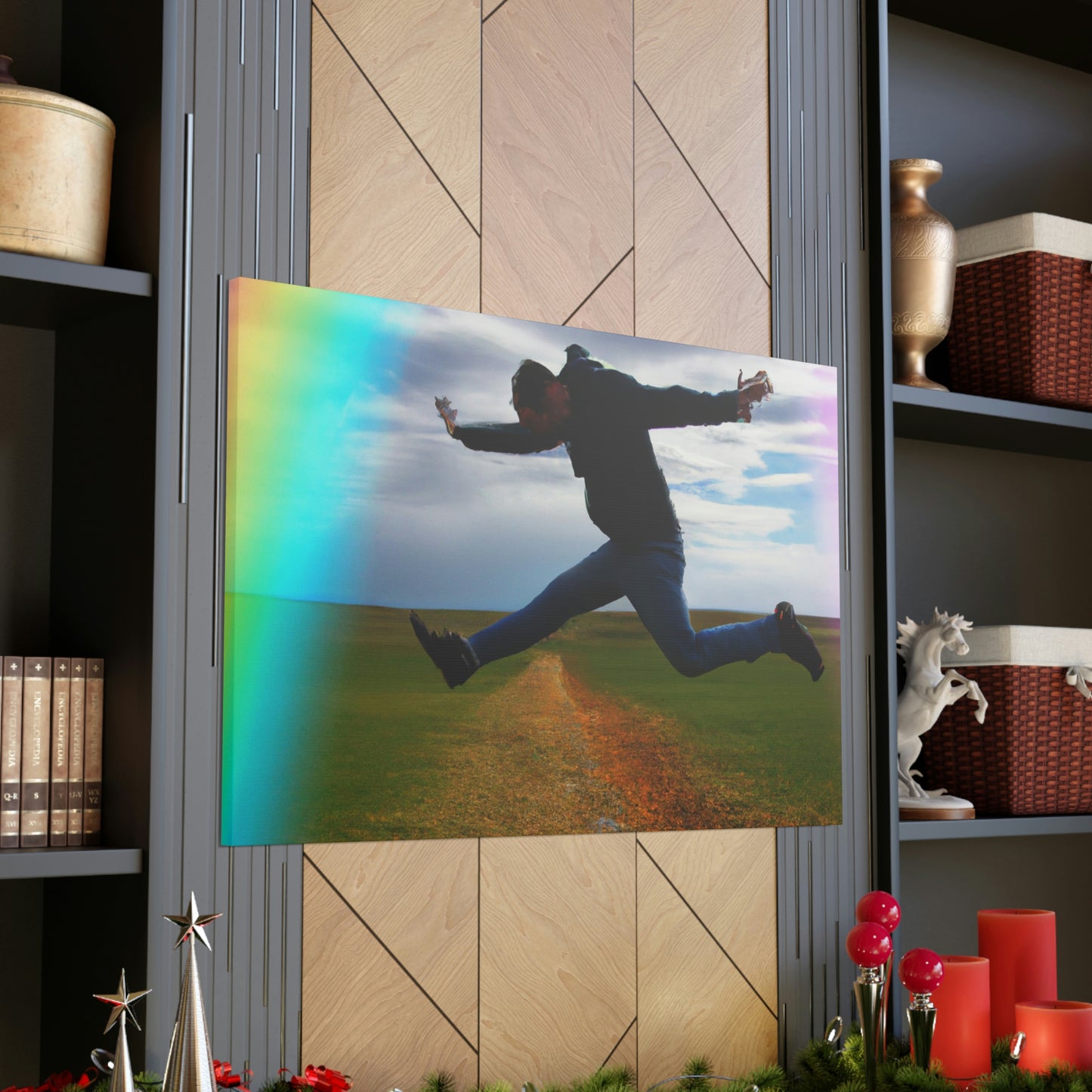 Regenbogen-Jumper-Künstler - Leinwand