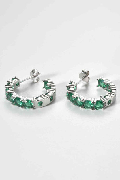 Inlaid Zircon C-Hoop Earrings