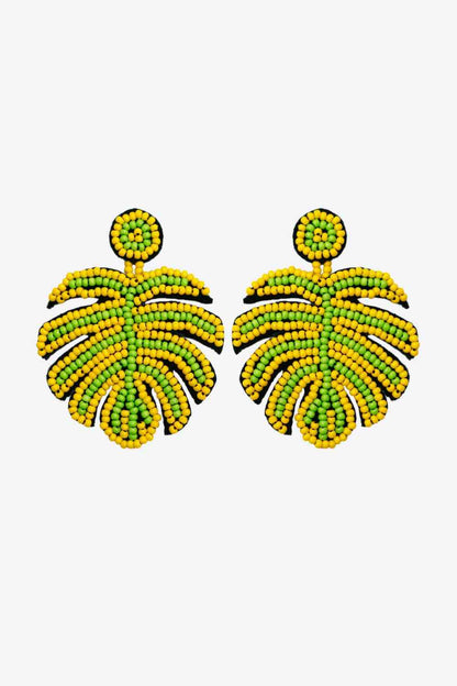 Beaded Banana Leaf Earrings