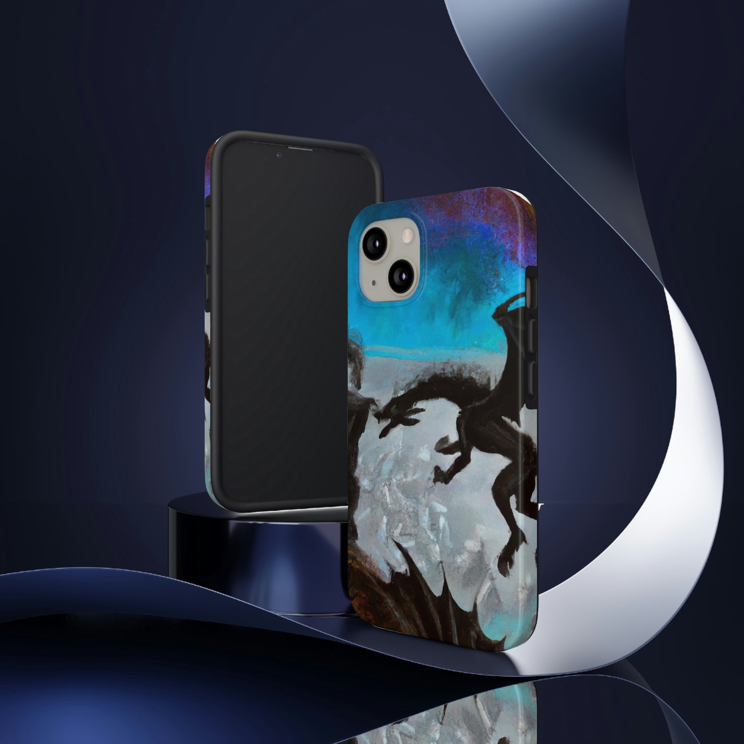 "Clash of Fire and Steel on the Moonlit Cliff" - The Alien Tough Phone Cases