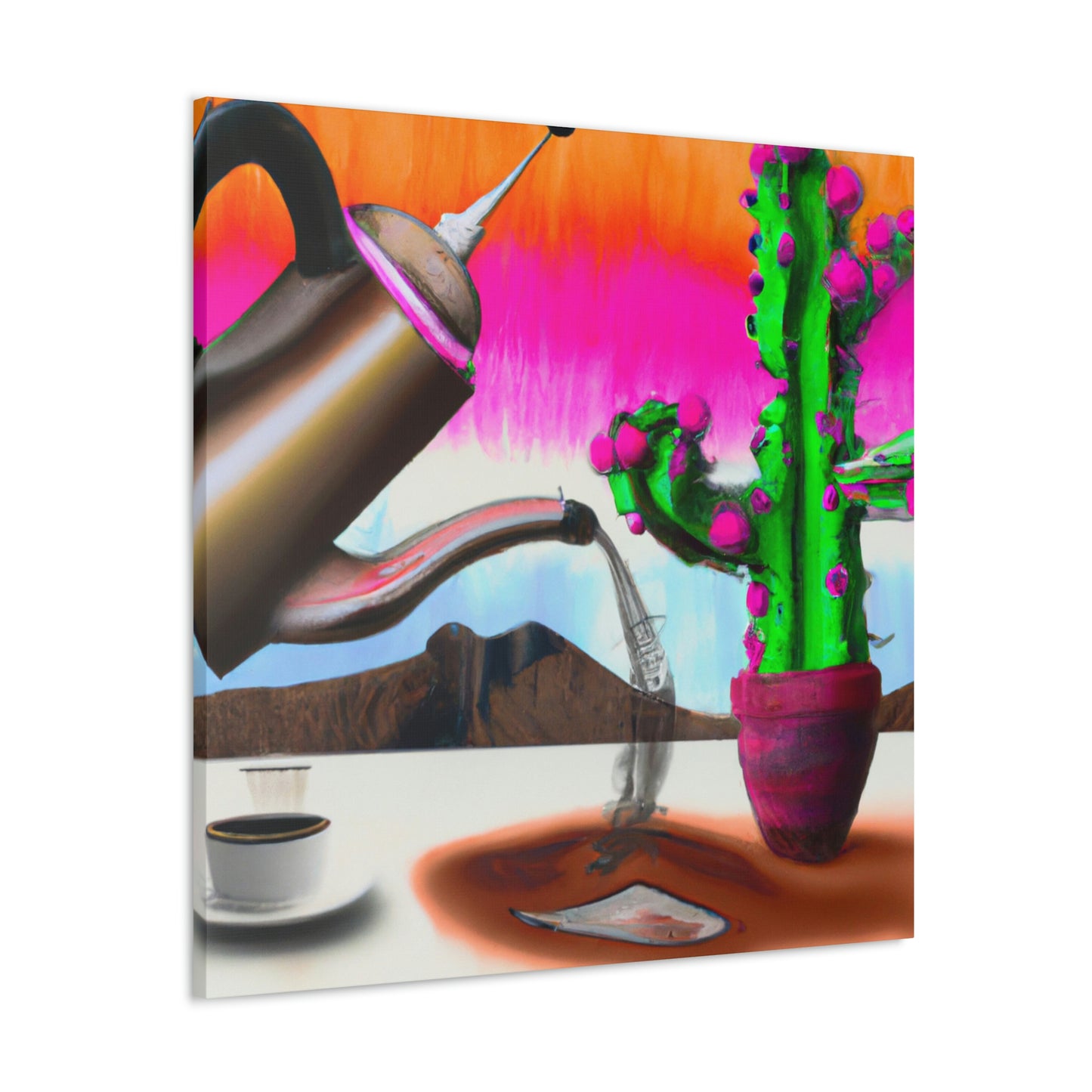 "An Awkward Caffeinated Moment: The Tale of a Bot and a Cactus" - The Alien Canva