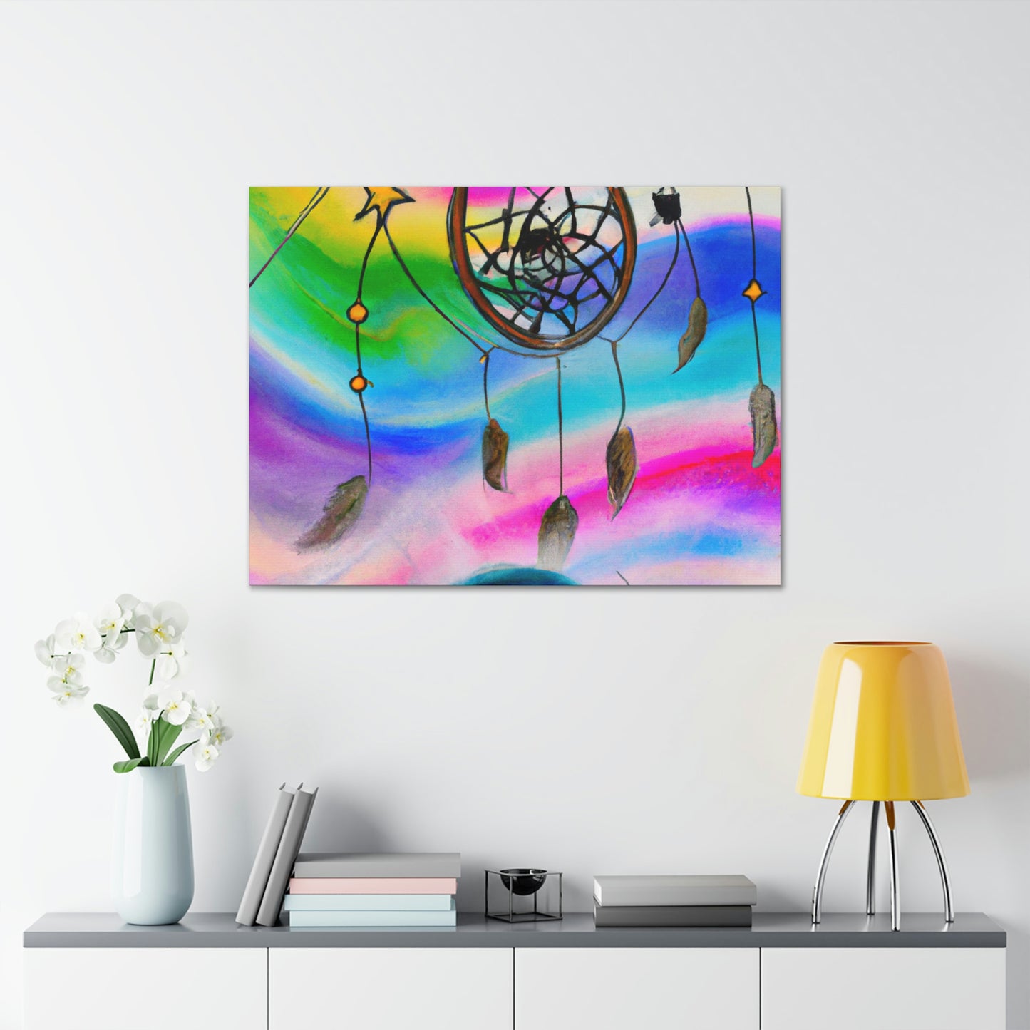 "A Galaxy of Dreams: A Colorful Dreamcatcher Captures Falling Stardust" - The Alien Canva