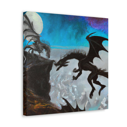 "Clash of Fire and Steel on the Moonlit Cliff" - The Alien Canva