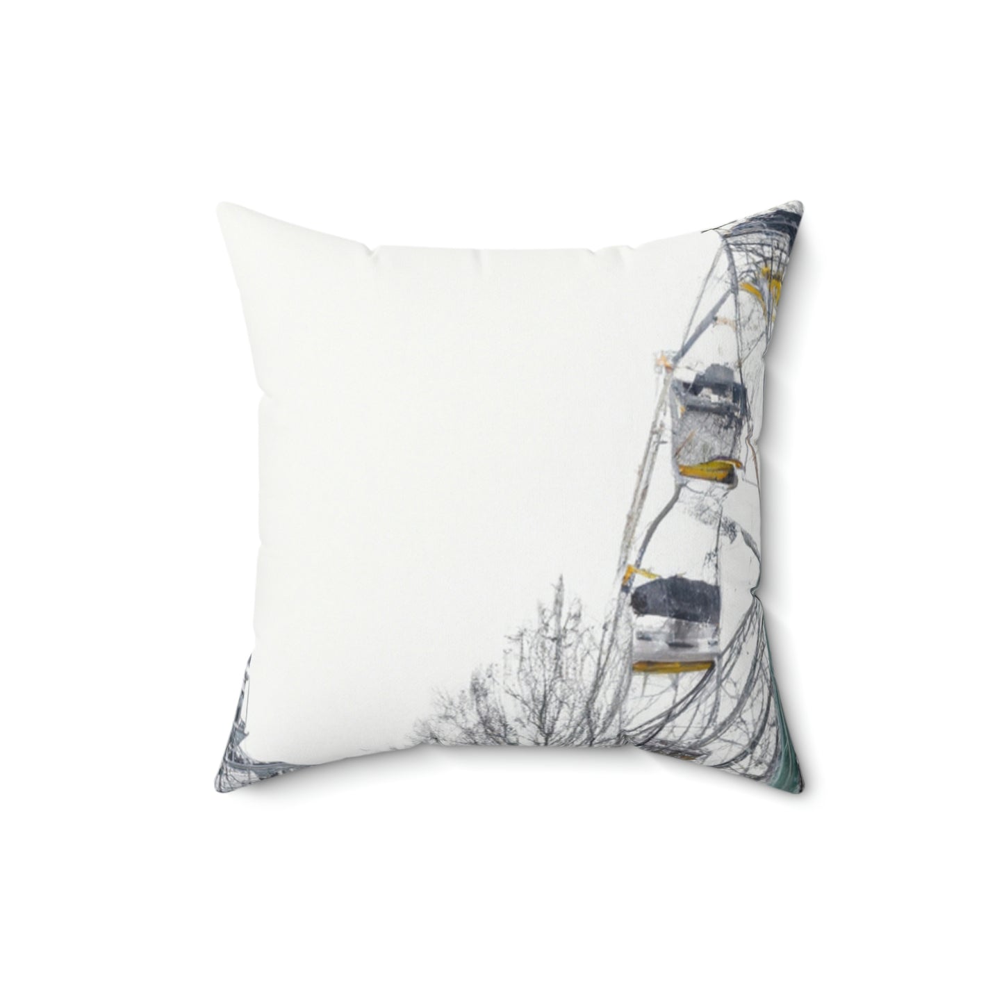 "Lonely Wheel in a Winter Wonderland" - The Alien Square Pillow