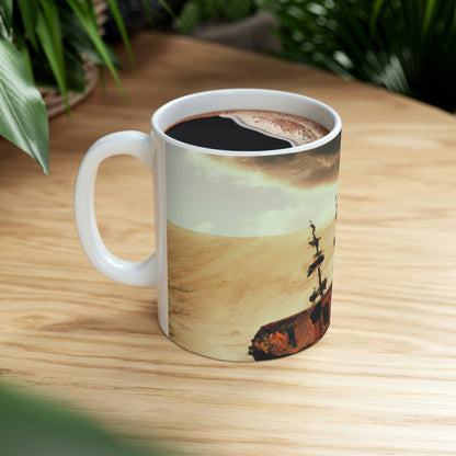 "Lost at Sea: Stranded On A Stormy Desert Island" - Taza de cerámica The Alien 11 oz