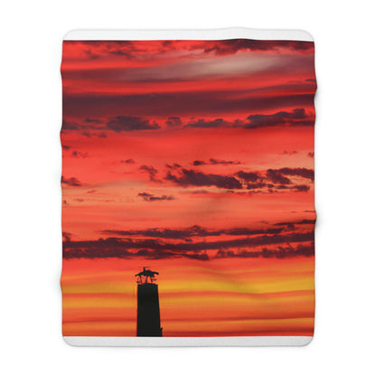 "Lonely Lighthouse on Fire" - The Alien Sherpa Fleece Blanket