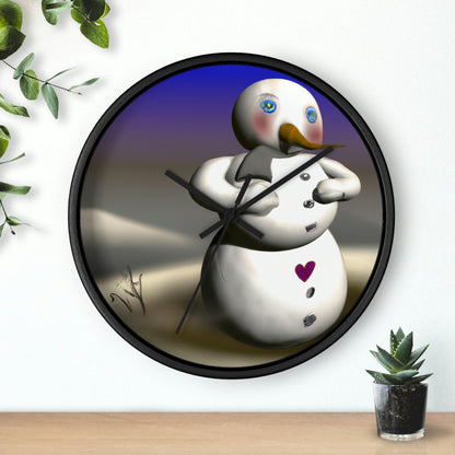 "Chilly But Hopeful: The Snowman's Quest For A Hug" - Die Alien-Wanduhr