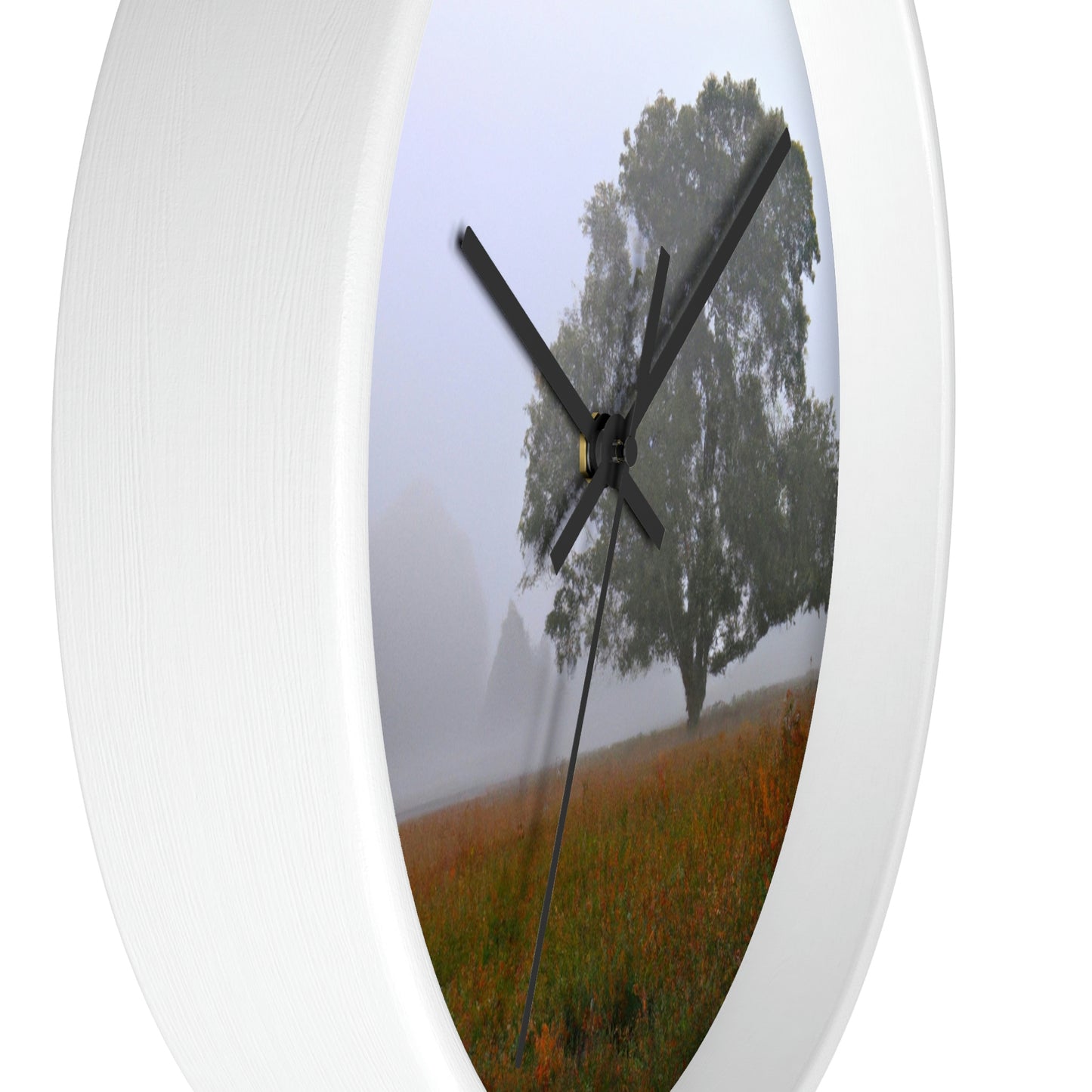 The Lonely Tree in the Foggy Meadow - The Alien Wall Clock