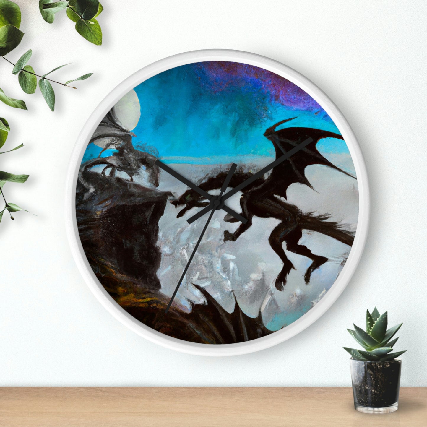 "Clash of Fire and Steel on the Moonlit Cliff" - The Alien Wall Clock