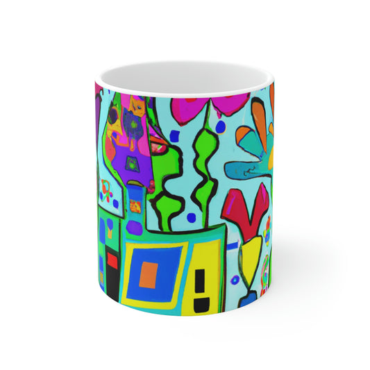 "A Mystical Garden of Rainbow Petals" - The Alien Ceramic Mug 11 oz