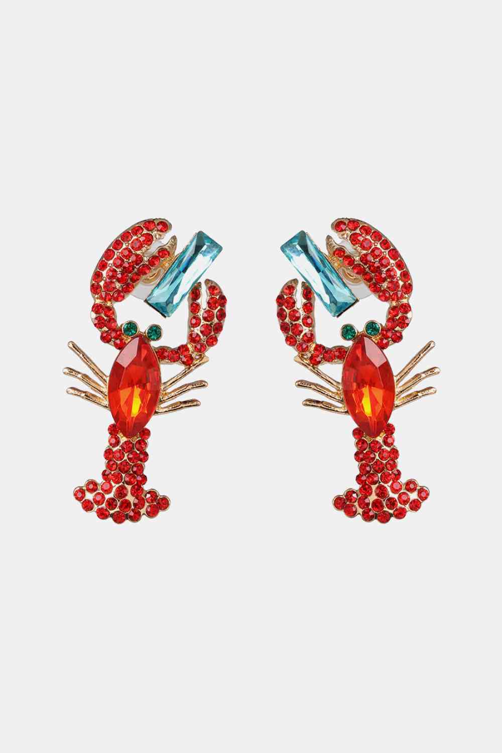 Lobster Shape Glass Stone Dangle Earrings