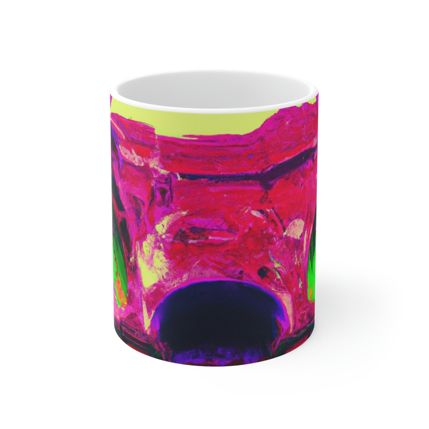 Locura mística: colores locos en la catedral olvidada - Taza de cerámica The Alien 11 oz