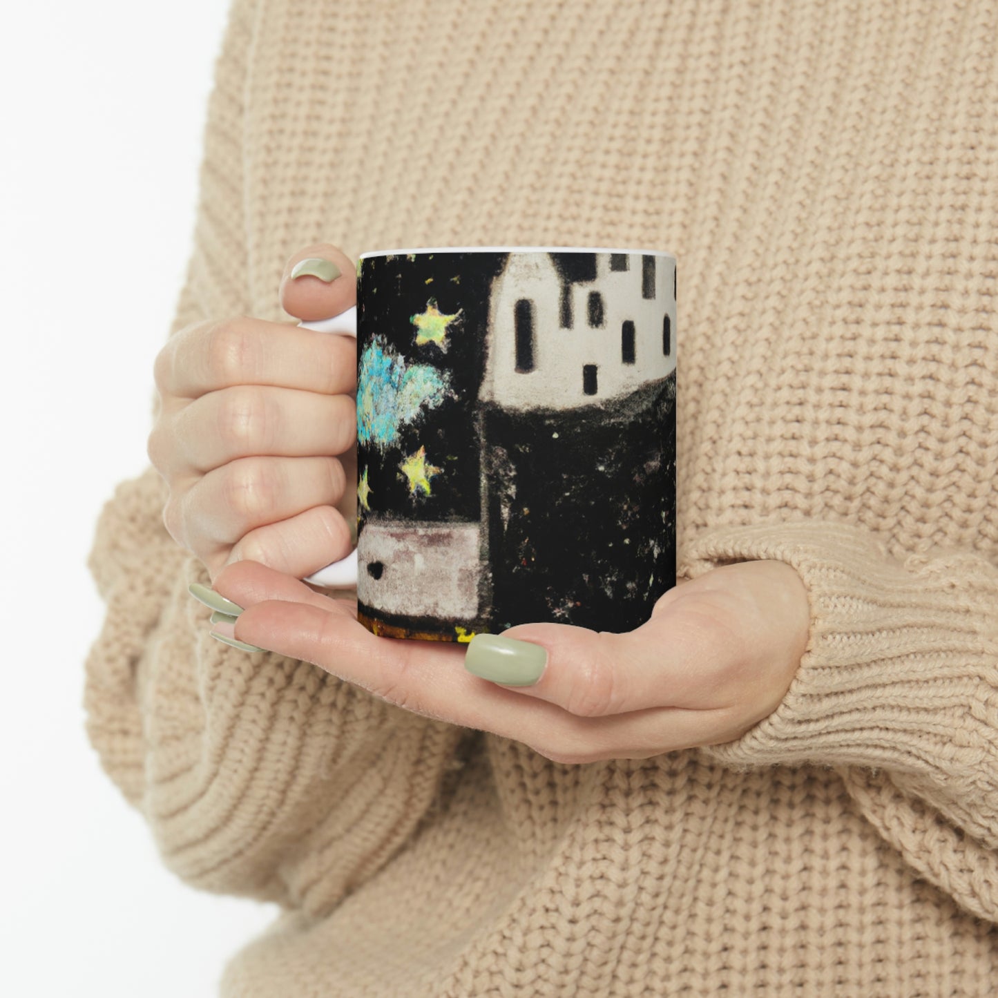 "Cosmic Oasis: A Journey to a Floating City Amid the Sea of Stars" - The Alien Ceramic Mug 11 oz