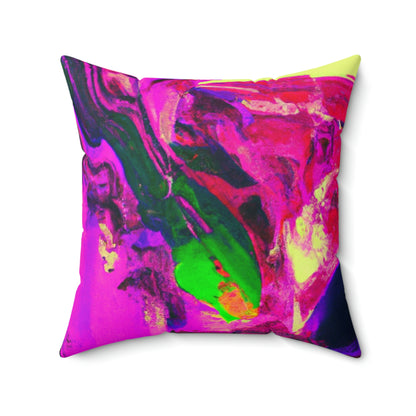 Mystical Madness: Crazy Colors in the Forgotten Cathedral - The Alien Square Pillow