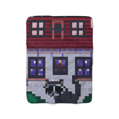 "Caper in the Mansion: A Raccoon's Adventure" - The Alien Sherpa Fleece Blanket