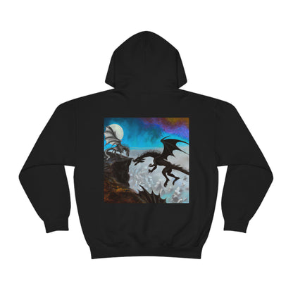 "Clash of Fire and Steel on the Moonlit Cliff" - The Alien Unisex Hoodie