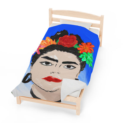 „Feurige Frida: Eine mexikanische Ikone mit farbenfroher Kultur malen“ – The Alien Velveteen Plush Blanket