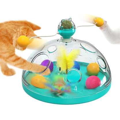 Meows Molino de viento Divertidos juguetes para gatos Plataforma giratoria multifuncional interactiva Juguetes educativos para mascotas con hierba gatera Bola luminosa Molinete Juguetes Productos para mascotas