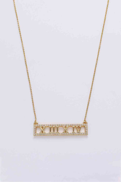 Inlaid Cubic Zirconia Bar Pendant Necklace