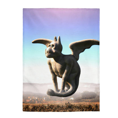 "Alone on the Hilltop: The Tale of a Solitary Gargoyle" - The Alien Velveteen Plush Blanket