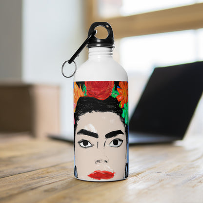 "Frida ardiente: pintando un ícono mexicano con cultura colorida" - The Alien Botella de agua de acero inoxidable