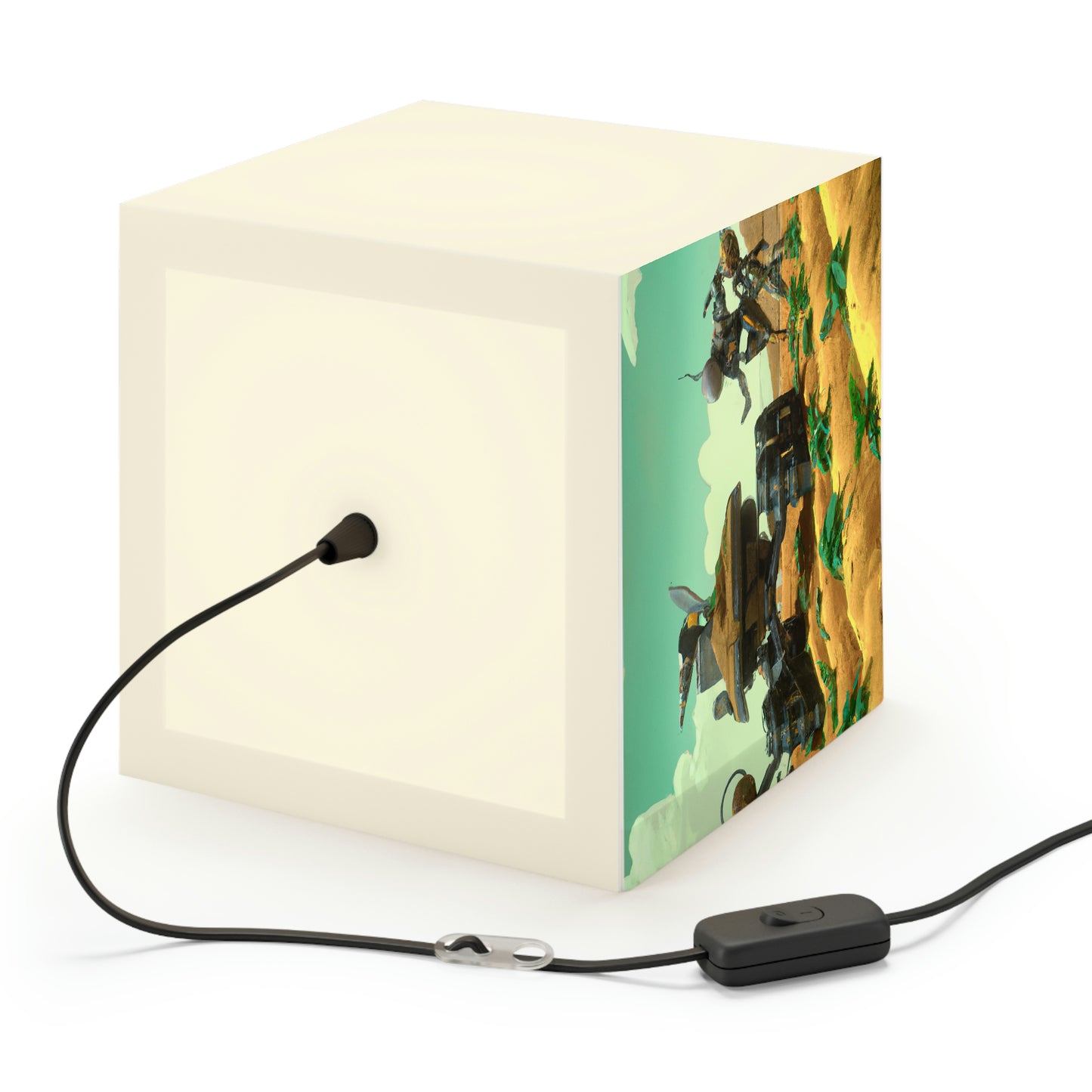 "Harvesting Hope: A Post-Apocalyptic Tale of Robot Farmers" - The Alien Light Cube Lamp