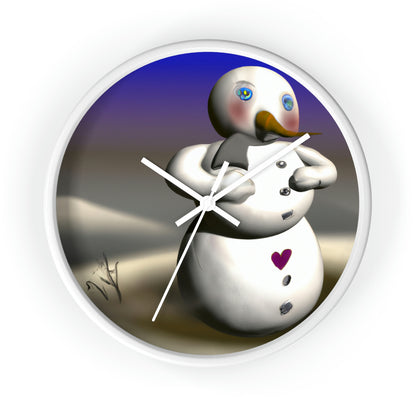 "Chilly But Hopeful: The Snowman's Quest For A Hug" - The Alien Wall Clock