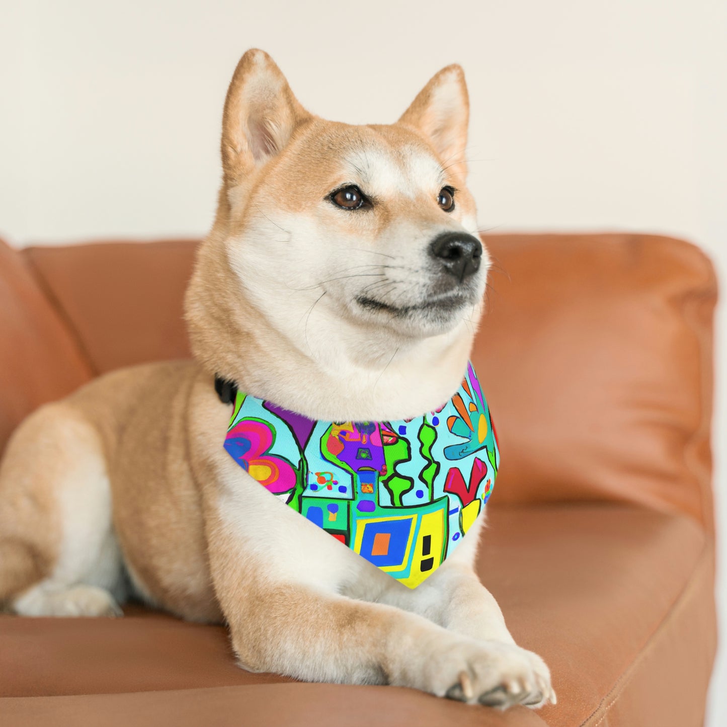 "Un jardín místico de pétalos de arco iris" - El collar de bandana para mascotas alienígenas