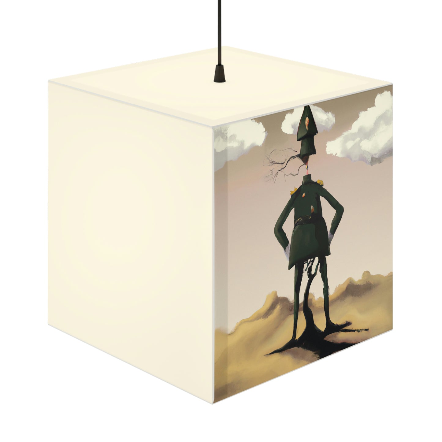 "Courage Against Despair: A Soldier's Triumph" - Die Alien Light Cube Lampe