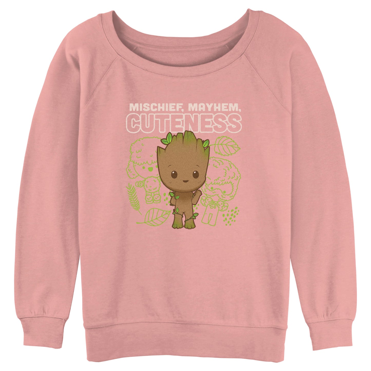 Junior's Marvel I Am Groot Cute Groot Linework Raglan Pullover